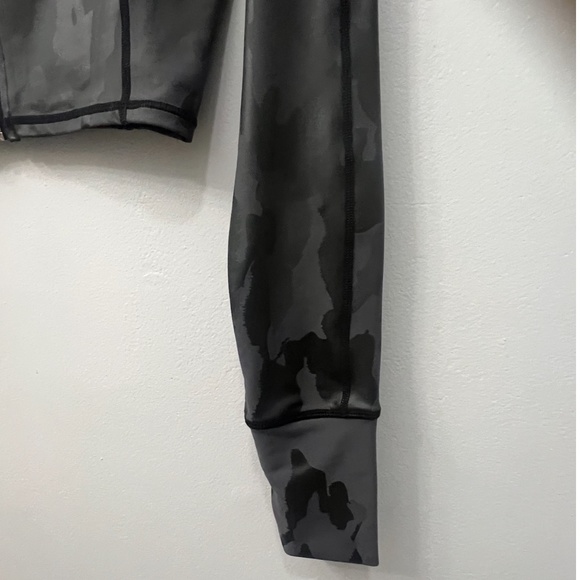 MONO B CROPPED ZIP-UP ATHLETIC JACKET, SIZE SMALL, BLACK/GREY - Picture 6 of 8